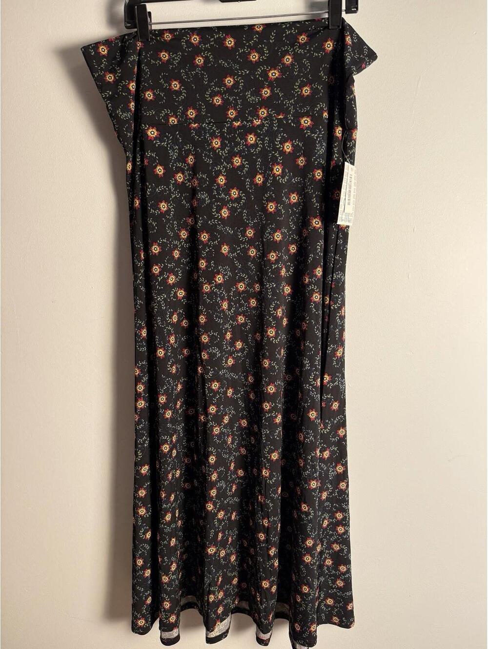 LuLaRoe Maxi Skirt Dress Floral Black Red Flowy High Yoga Waist 2XL XXL NWT
